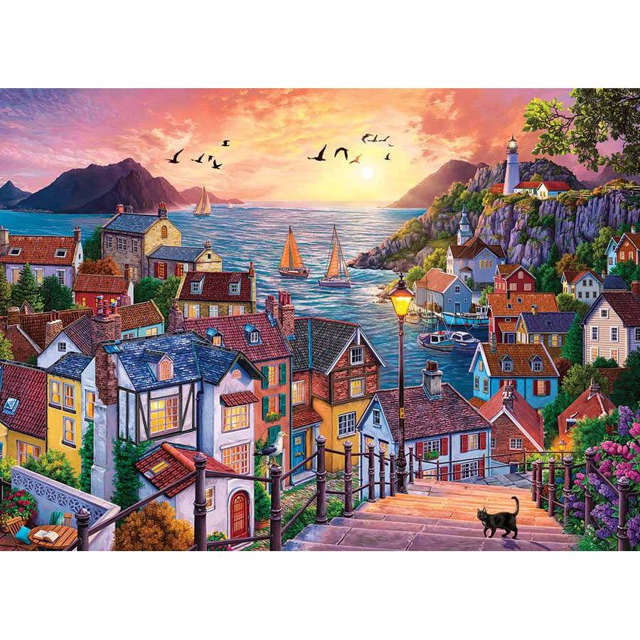 Coastal Town at Sunset 1000 Piece Jigsaw Puzzle Cobble Hill (ONLINE ORDER ONLY)