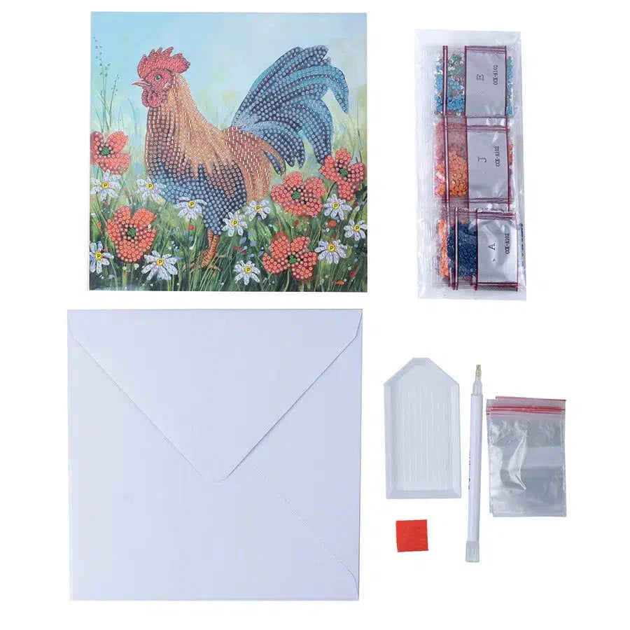 Cockerel in the Field Crystal Art Card Kit Craft Buddy (ONLINE ORDER ONLY)