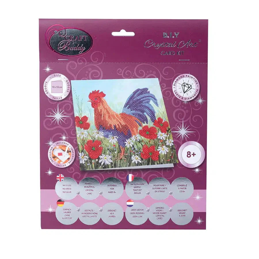 Cockerel in the Field Crystal Art Card Kit Craft Buddy (ONLINE ORDER ONLY)