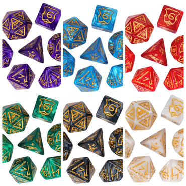 Giant Fighter Pearl Dice (7) with Gold Numbers JUMBO Dice Set (Available in Several Colors) (Online Only)