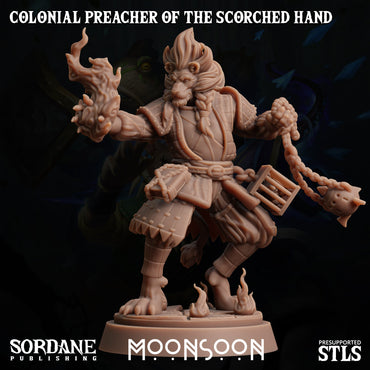 3D Printed Sordane Publishing Colonial Preacher of the Scorched Hand Moonsoon 28 32mm D&D (Online Only)