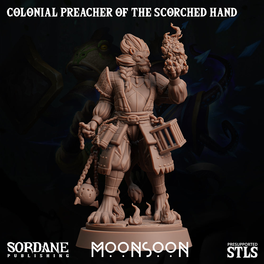 3D Printed Sordane Publishing Colonial Preacher of the Scorched Hand Moonsoon 28 32mm D&D (Online Only)