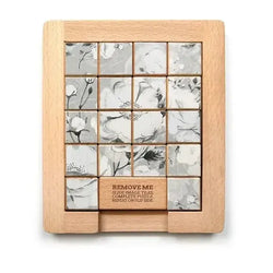 Color Flower vs Grayscale Dualities Sliding Wood Puzzle Trove