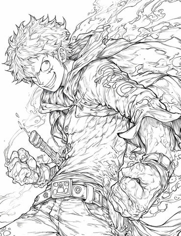 Dynamic Monkey D. Luffy Coloring Page – One Piece Downloadable Art (ONLINE ORDER ONLY)