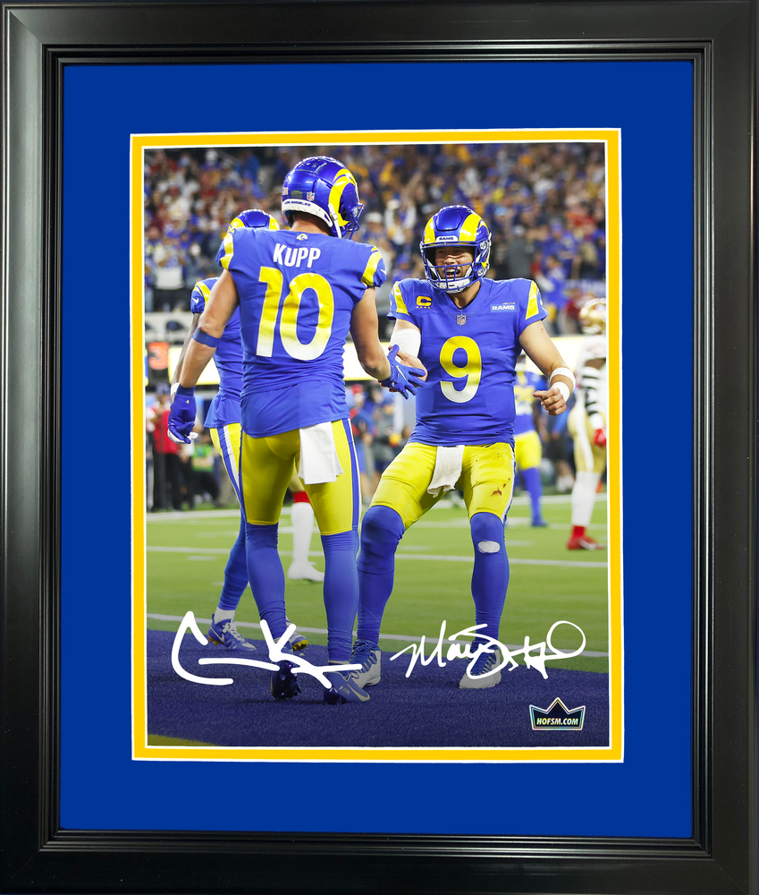 Framed Cooper Kupp & Matthew Stafford Los Angeles Rams Dual Facsimile Laser Engraved Signature Auto 11"x14" Football Photo HOFSM Holo (ONLINE ORDER ONLY)