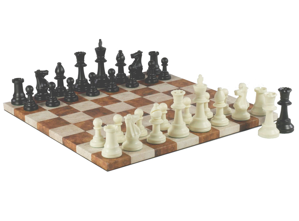 Chess Set- 3.75" Triple Weighted Chess Pieces (DQ) on Faux Leather Chess Board (ONLINE ORDER ONLY)