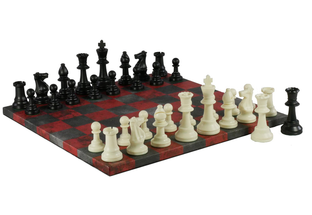 Chess Set- 3.75" Triple Weighted Chess Pieces (DQ) on Faux Leather Chess Board (ONLINE ORDER ONLY)