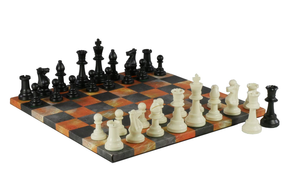 Chess Set- 3.75" Triple Weighted Chess Pieces (DQ) on Faux Leather Chess Board (ONLINE ORDER ONLY)