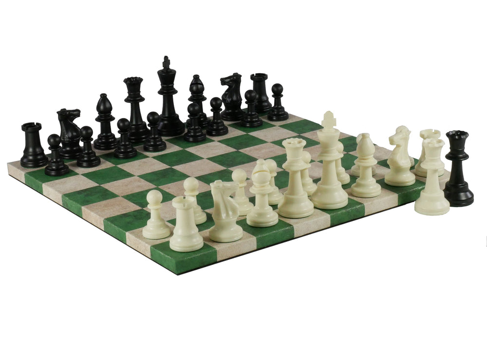 Chess Set- 3.75" Triple Weighted Chess Pieces (DQ) on Faux Leather Chess Board (ONLINE ORDER ONLY)