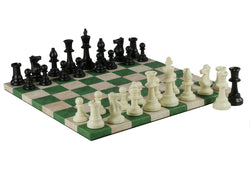 Chess Set- 3.75" Triple Weighted Chess Pieces (DQ) on Faux Leather Chess Board (ONLINE ORDER ONLY)