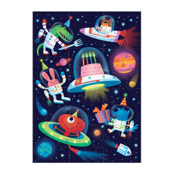 Cosmic Party Greeting Card 12 Piece Jigsaw Puzzle Mudpuppy