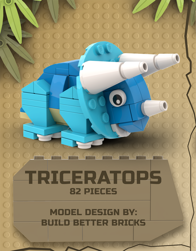 Triceratops - Custom Dinosaur Set made using LEGO parts - B3 Customs (Online Order Only)