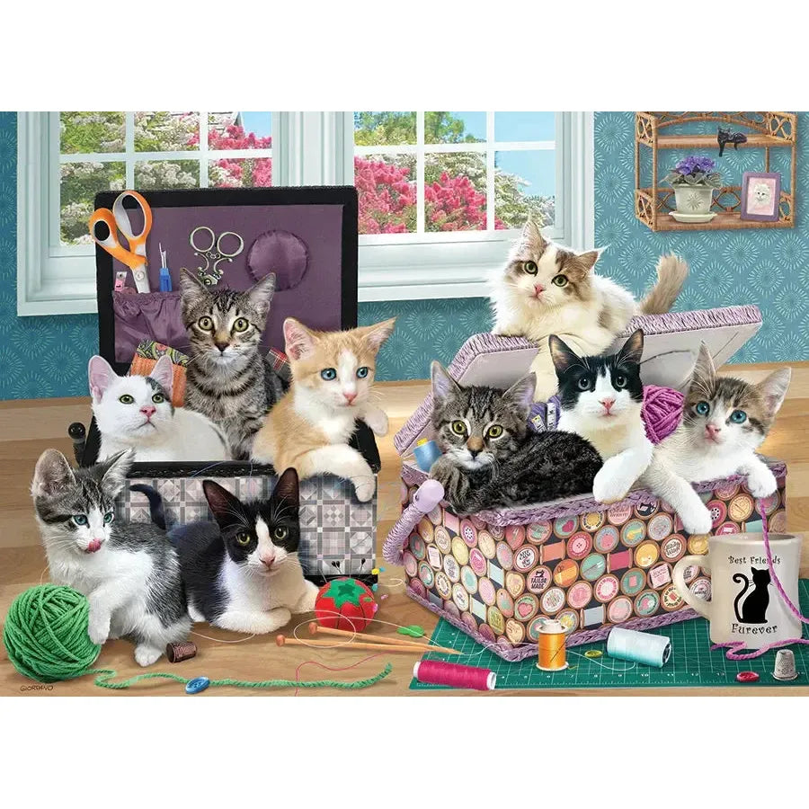 Crafty Kittens 500 Piece Jigsaw Puzzle Cobble Hill