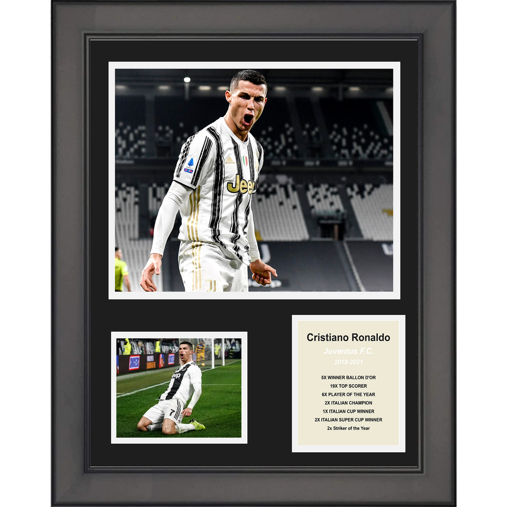 Framed Cristiano Ronaldo Juventus F.C. Soccer Futbol 11"x14" Three Photo Collage (ONLINE ORDER ONLY)