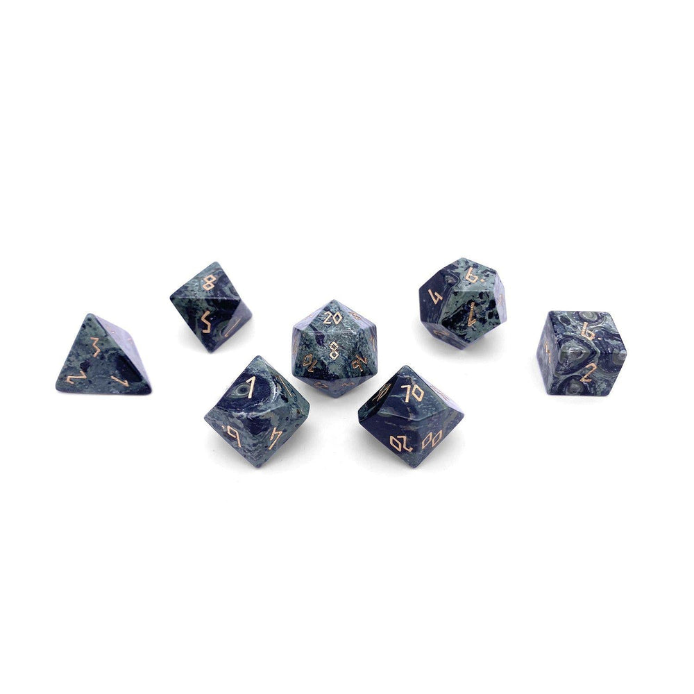 Crocodile Jasper - 7 Piece RPG Set Gemstone Dice (Online Only)