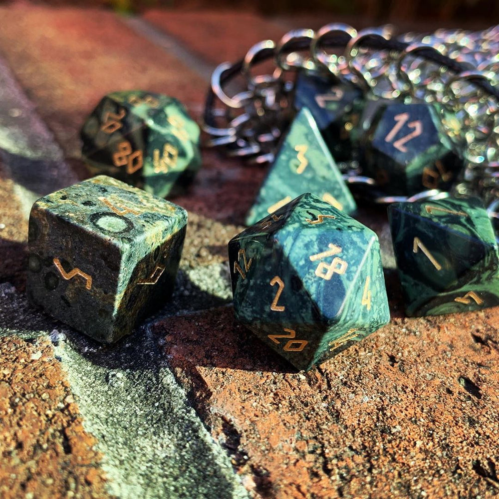Crocodile Jasper - 7 Piece RPG Set Gemstone Dice (Online Only)