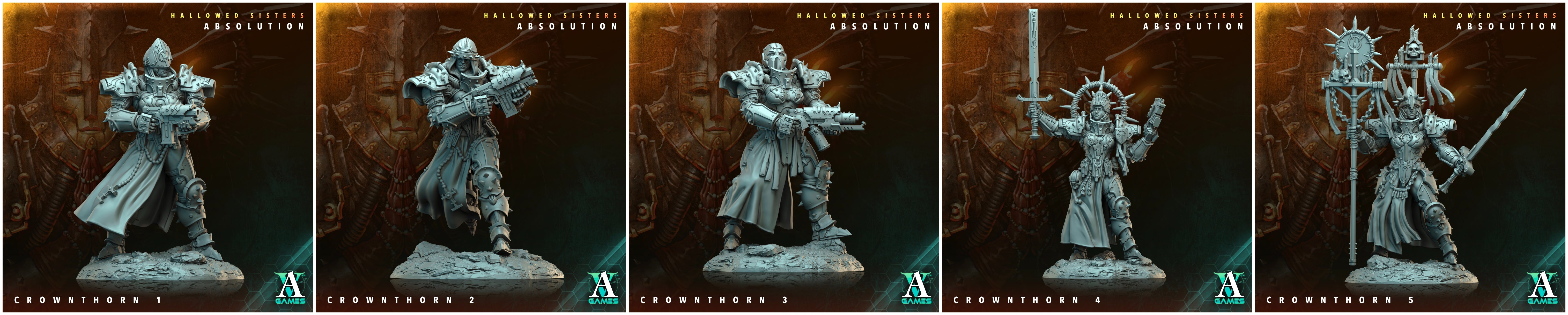 3D Printed Archvillain Games Crownthorn Hallowed Sisters Absolution 28 32mm D&D (Online Only)