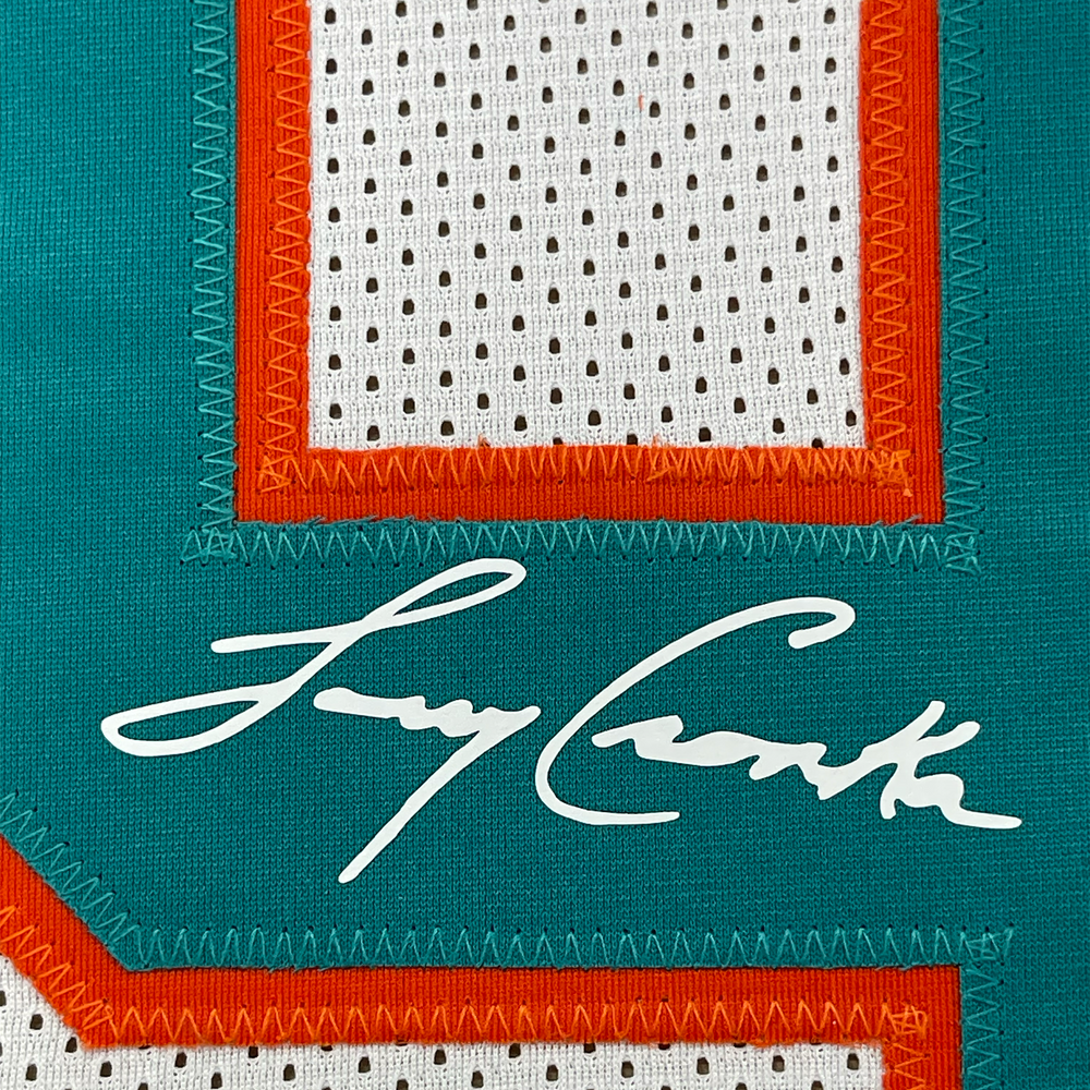 Framed Facsimile Autographed Larry Csonka 35x39 Miami White Reprint Laser Auto Football Jersey (ONLINE ORDER ONLY)