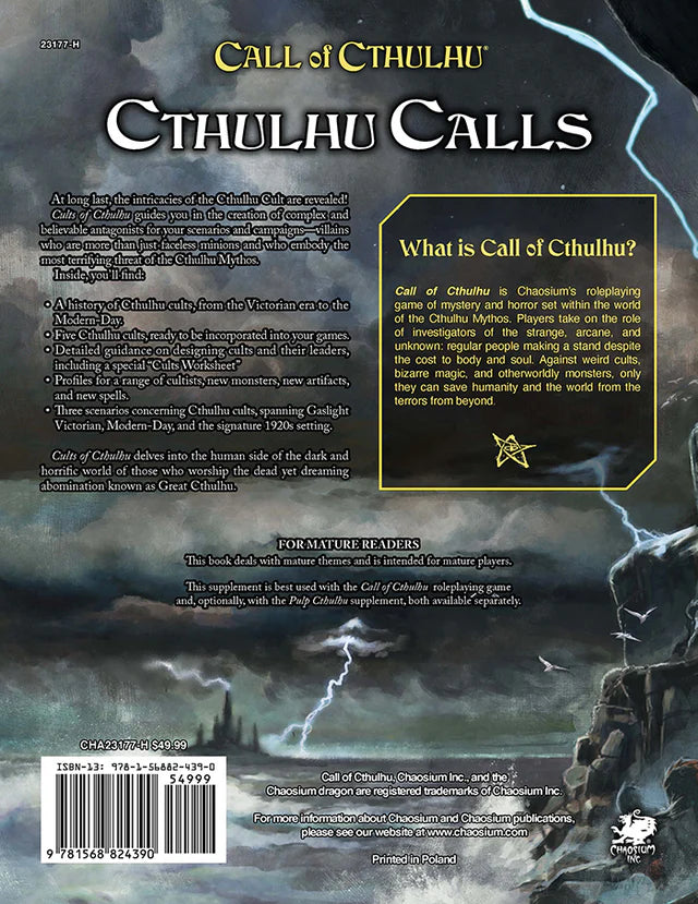 Call of Cthulhu 7e : Cults of Cthulhu - Roleplaying Game (Online Order Only)