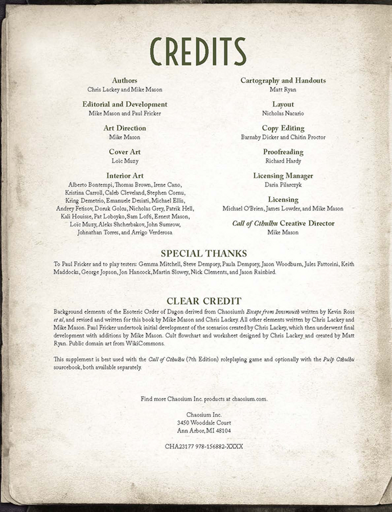 Call of Cthulhu: Cults of Cthulhu (ONLINE ORDER ONLY)