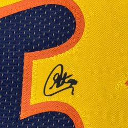 Framed Facsimile Autographed Stephen Steph Curry 35x39 Golden State Navy Blue Retro Rookie Reprint Laser Auto Basketball Jersey (ONLINE ORDER ONLY)
