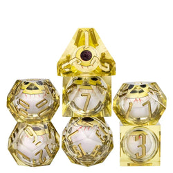 7 Piece Handcrafted Sharp Edged Dice Set With Liquid Core Eyeball (Online Order Only)