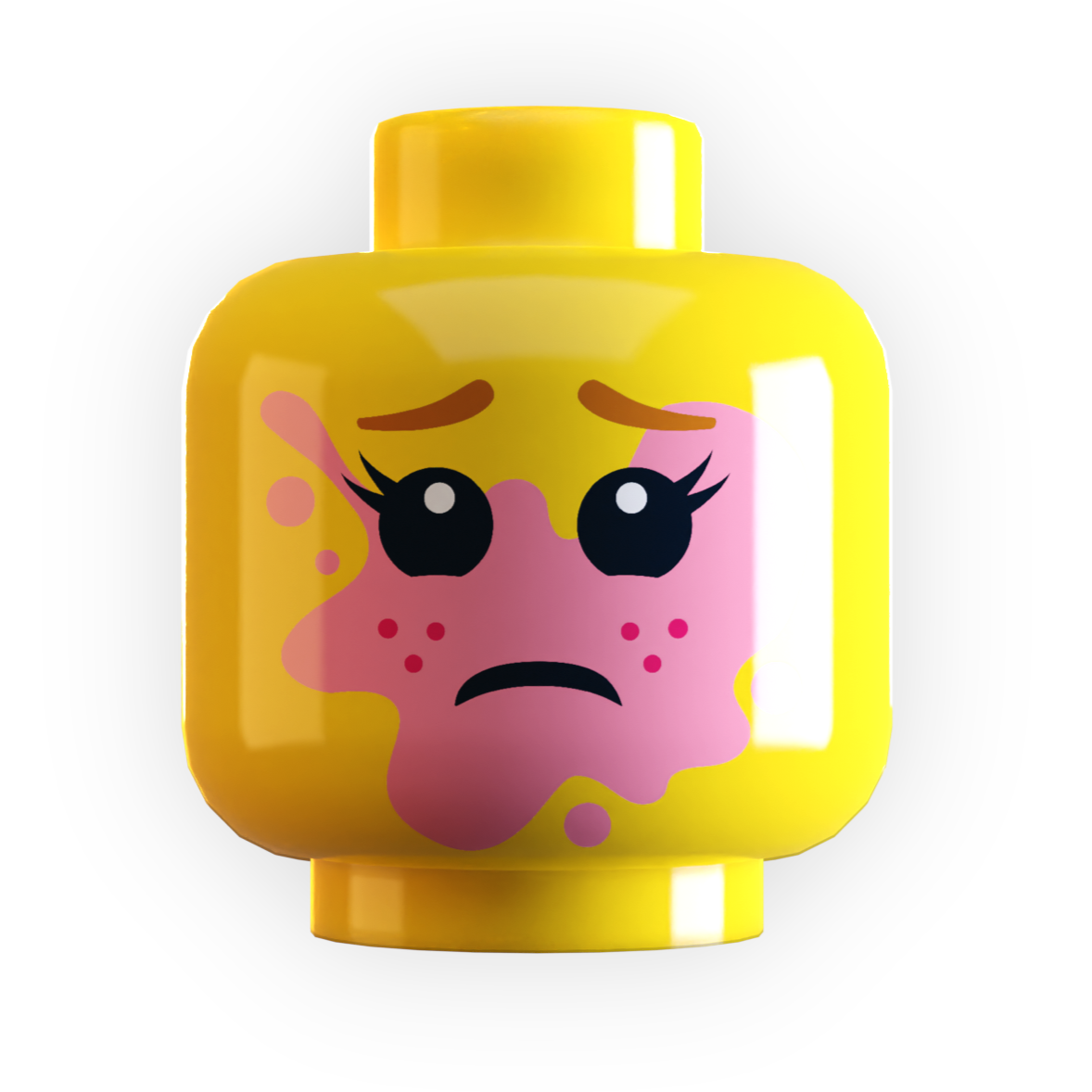 Girl Popped Bubble Gum on Face Minifig Head made using LEGO part (Online Order Only)
