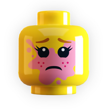 Girl Popped Bubble Gum on Face Minifig Head made using LEGO part (Online Order Only)
