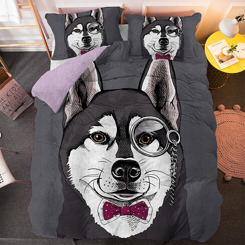 Cute Dog Cartoon Pug Bedding Set Quilt Covers Room Decoration (Online Order Only)
