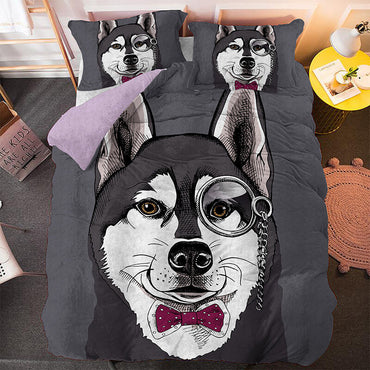 Cute Dog Cartoon Pug Bedding Set Quilt Covers Room Decoration (Online Order Only)