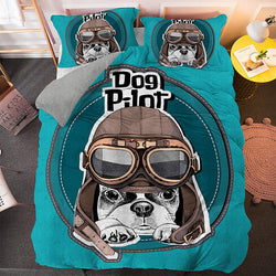 Cute Dog Cartoon Pug Bedding Set Quilt Covers Room Decoration (Online Order Only)