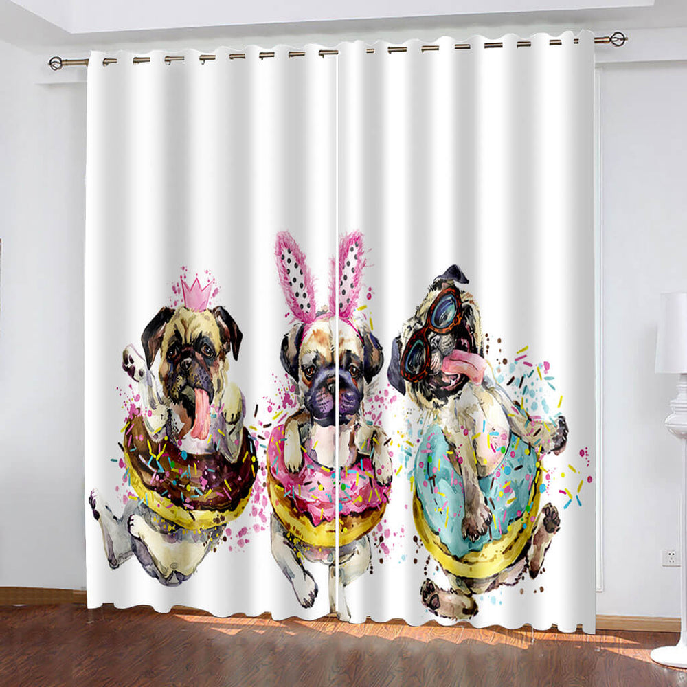 Cute Dogs Curtains Blackout Window Treatments Drapes for Room Decoration (Online Order Only)