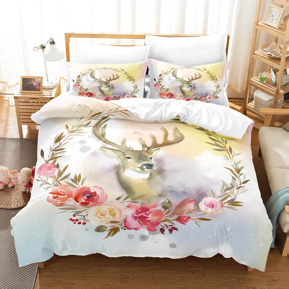 Cute Pere David's deer Elk Bedding Set Quilt Cover Without Filler (Online Order Only)