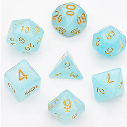 Cyan Silk Translucent Dice RPG Dice Set (ONLINE ORDER ONLY)