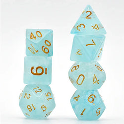 Cyan Silk Translucent Dice RPG Dice Set (ONLINE ORDER ONLY)