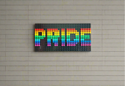 Build-It-Yourself DIY Pride Pixel Art Sign Kit – 32x16 Studs | Rainbow Mosaic on Black Base (ONLINE ORDER ONLY)