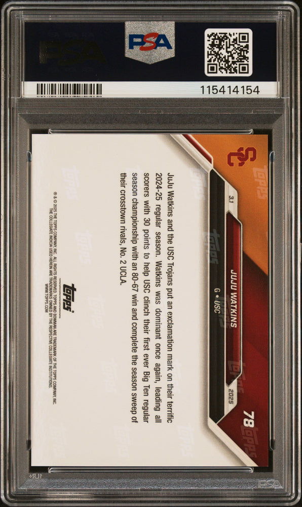 Graded 2024 Topps Bowman U Now JuJu Watkins #78 Blue /49 Rookie RC Basketball Card PSA 9 Mint (ONLINE ORDER ONLY)