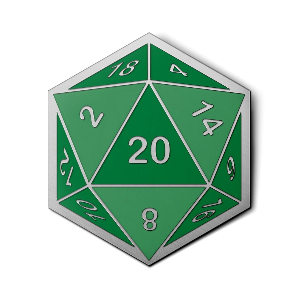 D20 Dice Die - Hard Enamel Adventure Dice Pin Metal by Norse Foundry (ONLINE ORDER ONLY)