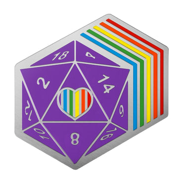 D20 Retro Rainbow Dice Die - Hard Enamel Adventure Dice Pin Metal by Norse Foundry (ONLINE ORDER ONLY)
