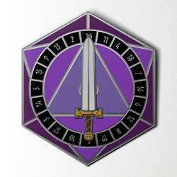 D20 Sword Spinner Pin - Hard Enamel Adventure Dice Pin Metal by Norse Foundry (ONLINE ORDER ONLY)