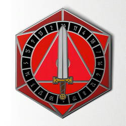 D20 Sword Spinner Pin - Hard Enamel Adventure Dice Pin Metal by Norse Foundry (ONLINE ORDER ONLY)