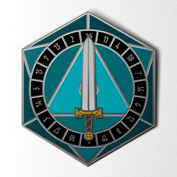 D20 Sword Spinner Pin - Hard Enamel Adventure Dice Pin Metal by Norse Foundry (ONLINE ORDER ONLY)
