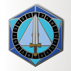 D20 Sword Spinner Pin - Hard Enamel Adventure Dice Pin Metal by Norse Foundry (ONLINE ORDER ONLY)