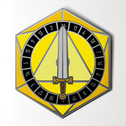 D20 Sword Spinner Pin - Hard Enamel Adventure Dice Pin Metal by Norse Foundry (ONLINE ORDER ONLY)