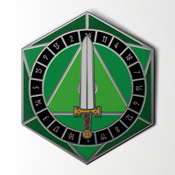 D20 Sword Spinner Pin - Hard Enamel Adventure Dice Pin Metal by Norse Foundry (ONLINE ORDER ONLY)