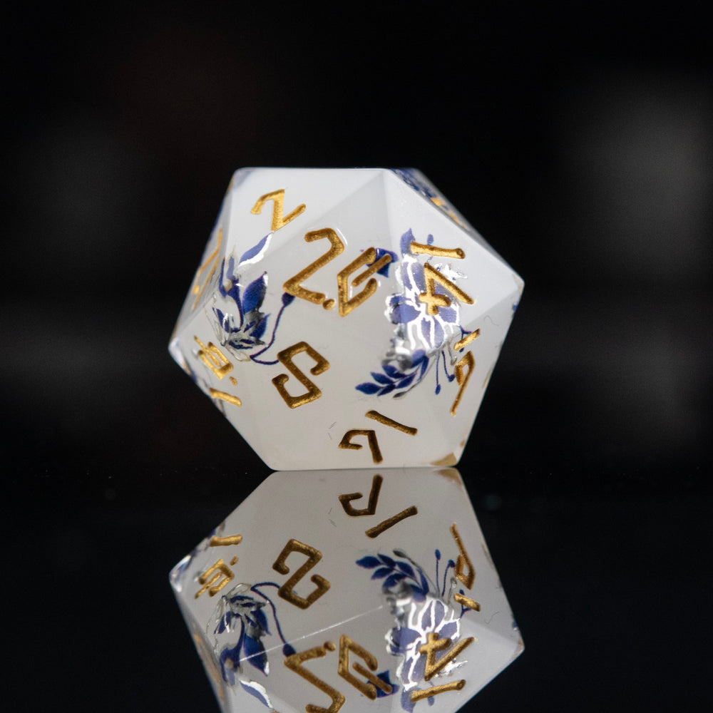 Earl Grey Lavender Sharp-Edged Resin Dice Set (ONLINE ORDER ONLY)