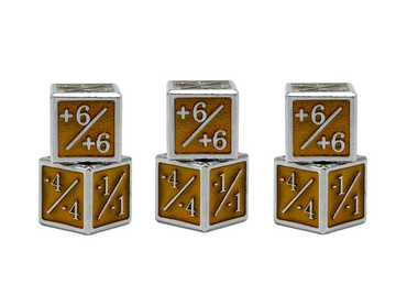 1/+1 & -1/-1 D6 Yellow Pack of 6 CCG Metal Dice (Online Only)