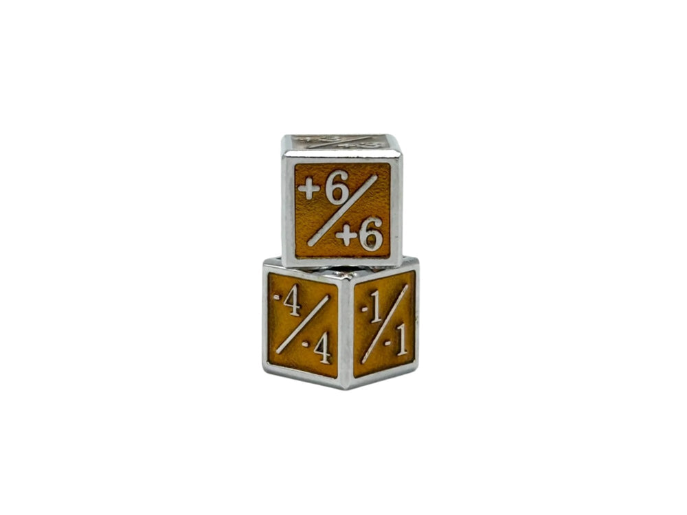 1/+1 & -1/-1 D6 Yellow Pack of 6 CCG Metal Dice (Online Only)