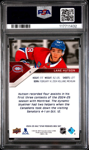 Graded 2024 Upper Deck Star Rookie Lane Hutson #8 Box Set Rookie RC Hockey Card PSA 10 Gem Mint (ONLINE ORDER ONLY)