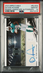 Graded 2023 Panini Impeccable Devon Achane #RLADA /99 Rookie Landscape Autograph Rookie RC Football Card PSA 10 Gem Mint (ONLINE ORDER ONLY)